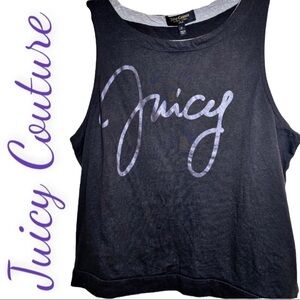 JUICY COUTURE Black Label Sleeveless Logo Cropped Muscle Tank, Size Small